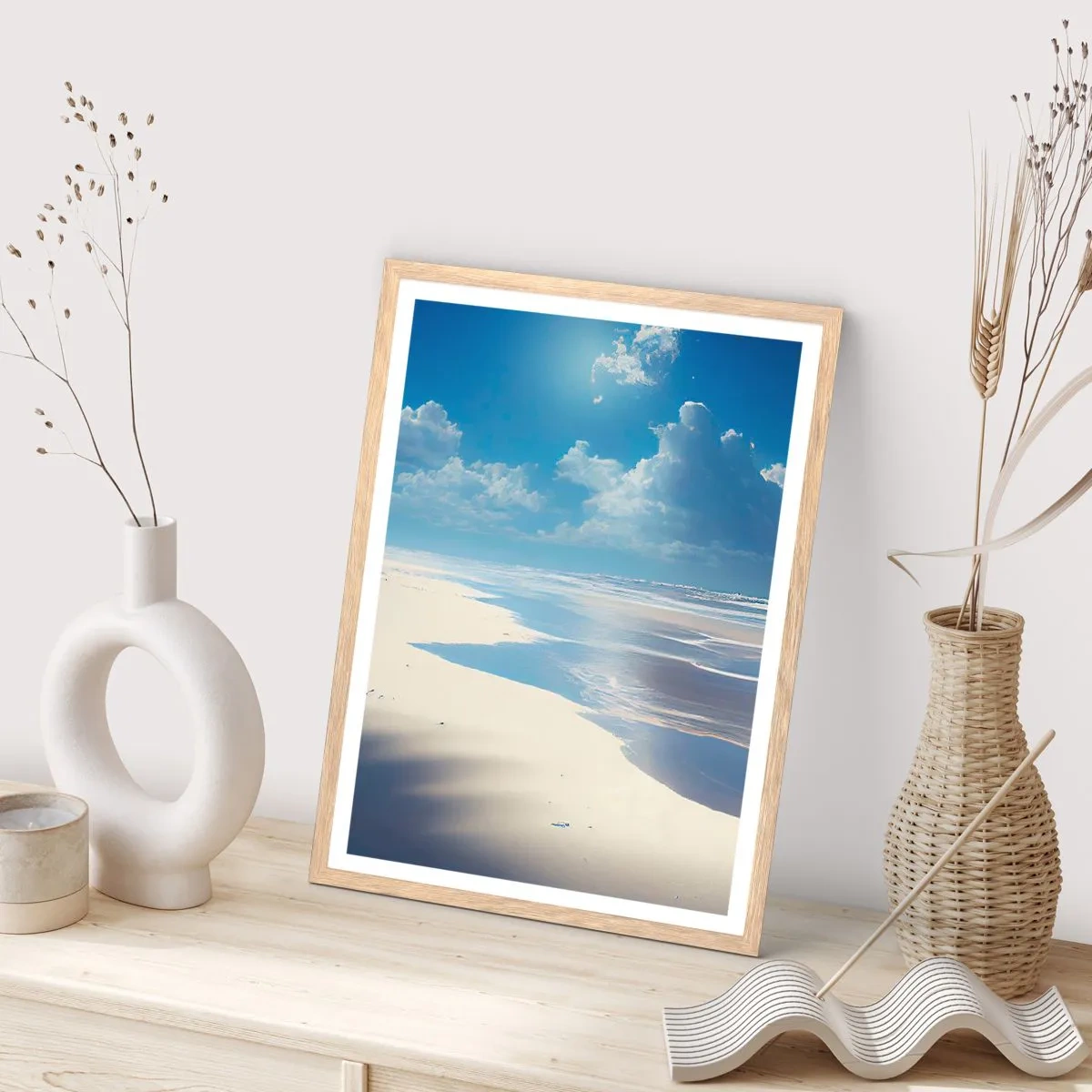 Plakát v rámu světlý dub - Dovolená v ráji - 70x100 cm