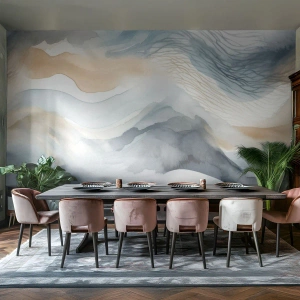 Fototapeta Premium Canvas - Abstrakce sněhu a mlhy - Kus, vodové barvy, Minimalismus - 150x105 cm