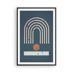 Plakát v černém rámu - Geometrie v námořnické modři - 61x91 cm