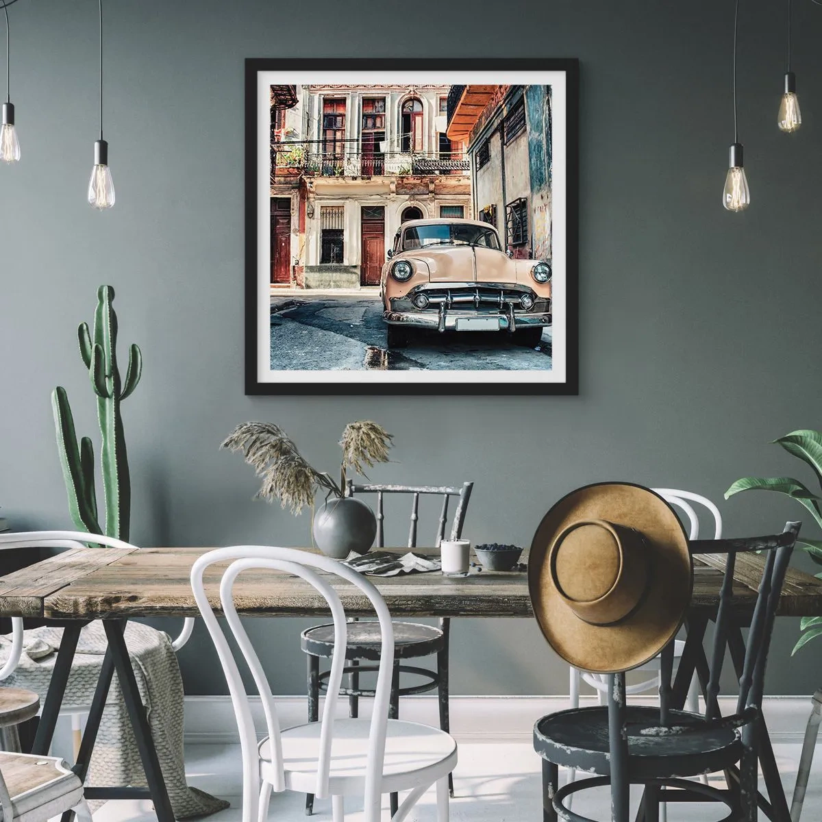 Plakát v černém rámu - Siesta v Havaně - 40x40 cm
