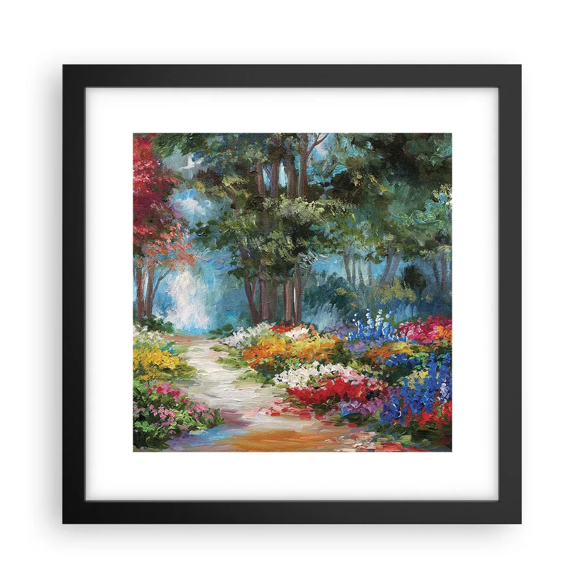 Plakát v černém rámu - Lesní zahrada, květinový les - 30x30 cm