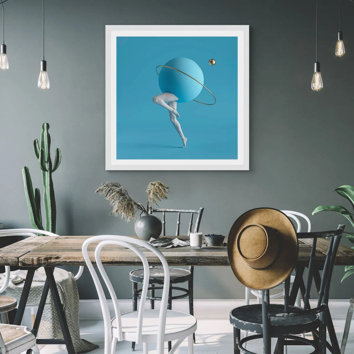 Plakát v bílém rámu - Šílenství planet - 50x50 cm