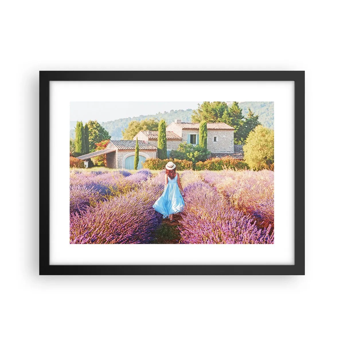 Plakát v černém rámu - Levandulová dívka - 40x30 cm