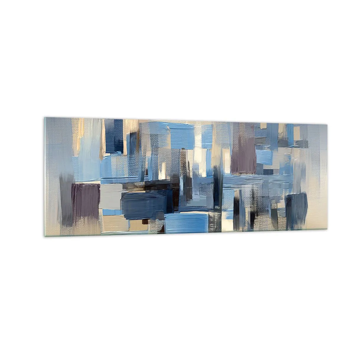 Obraz na skle - Modrá konstrukce - 140x50 cm