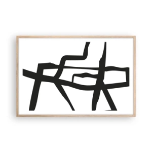 Plakát v rámu světlý dub - Černobílá konstrukce - 91x61 cm