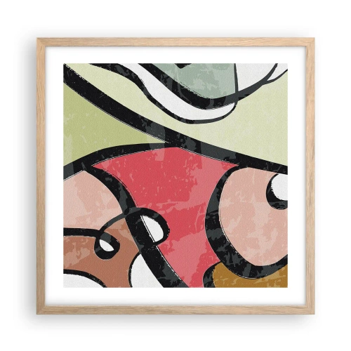 Plakát v rámu světlý dub - Piruety uprostřed barev - 50x50 cm