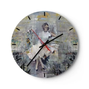 Nástěnné hodiny - Žena v šatech impresionistického stylu - 30x30cm - Klasická a moderní - Moderní nástěnná dekorace do obývacího pokoje, kuchyně a ložnice ARTTOR