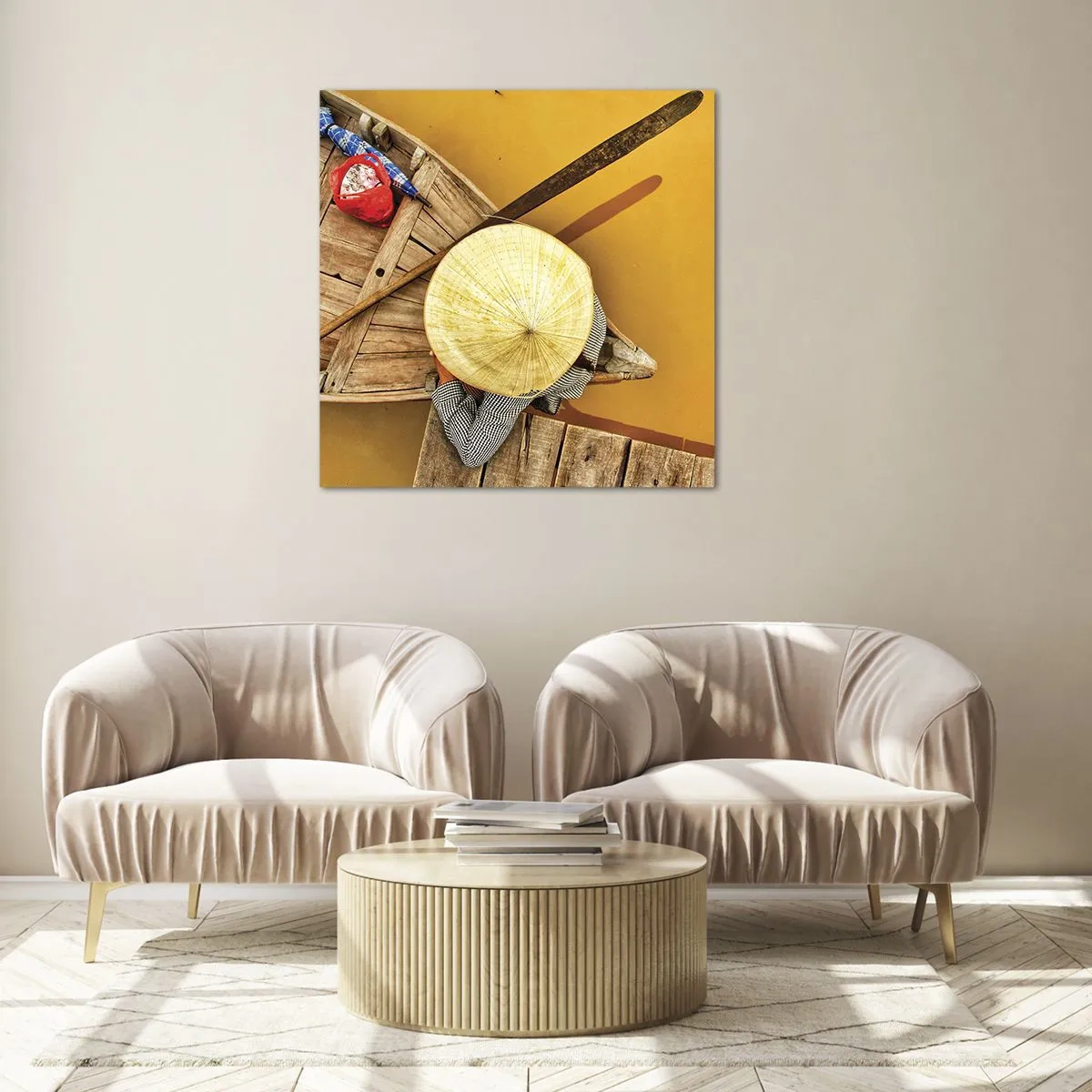 Obraz na skle - Život na žluté řece - 60x60 cm