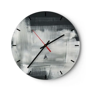 Nástěnné hodiny - Abstraktní vzor v odstínech černé a bílé - 30x30cm - Utkané svisle a vodorovně - Moderní nástěnná dekorace do obývacího pokoje, kuchyně a ložnice ARTTOR