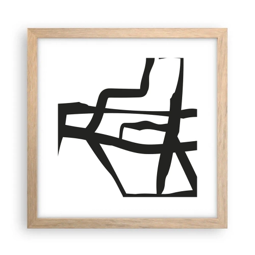 Plakát v rámu světlý dub - Černobílá konstrukce - 30x30 cm