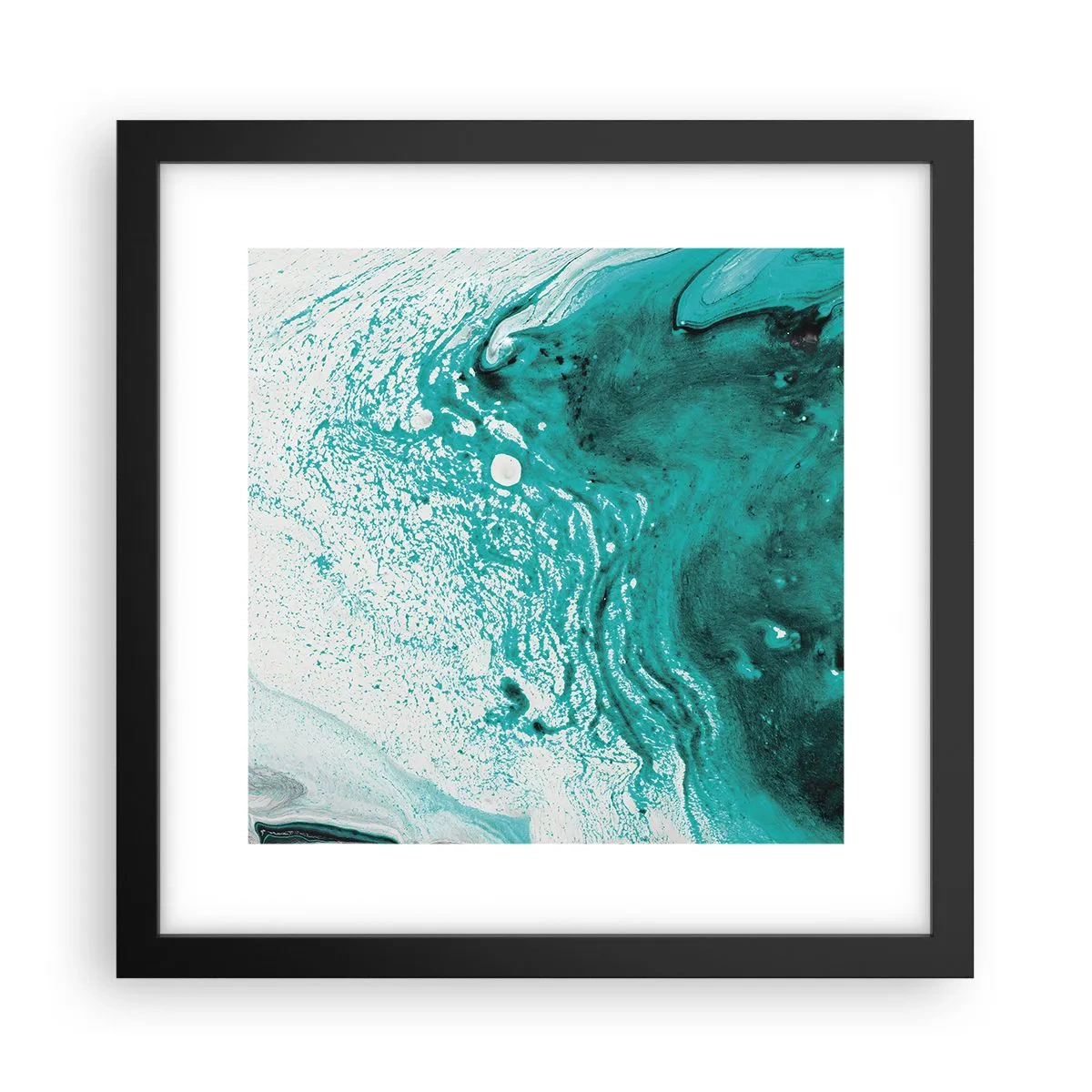 Plakát v černém rámu - Propadnout v bílé a tyrkysové - 30x30 cm