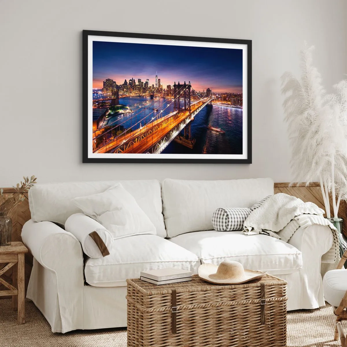 Plakát v černém rámu - Zářící most do srdce města - 100x70 cm