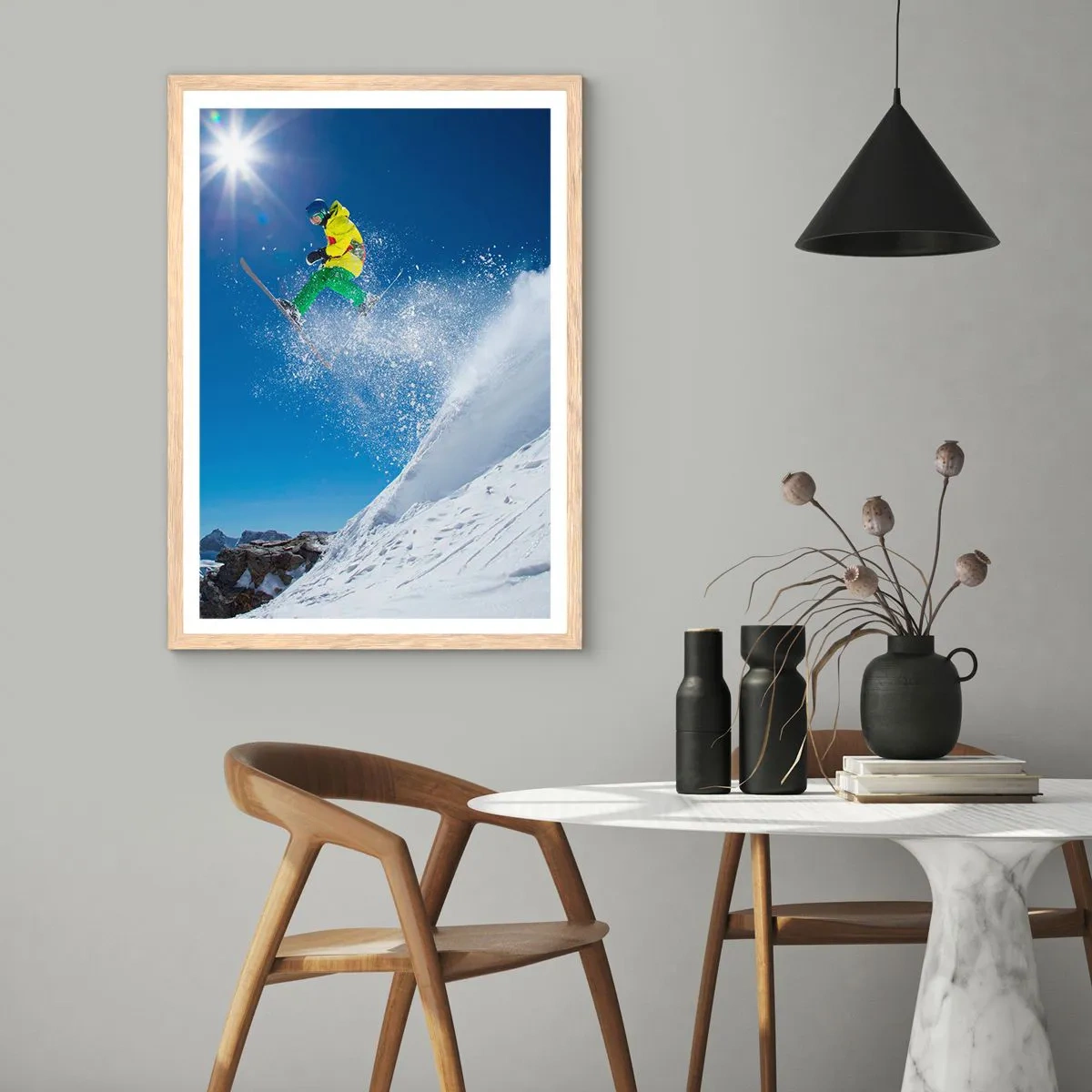 Plakát v rámu světlý dub - Tančící s horami - 61x91 cm