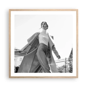 Plakát v rámu světlý dub - Jdeš se mnou? - 60x60 cm