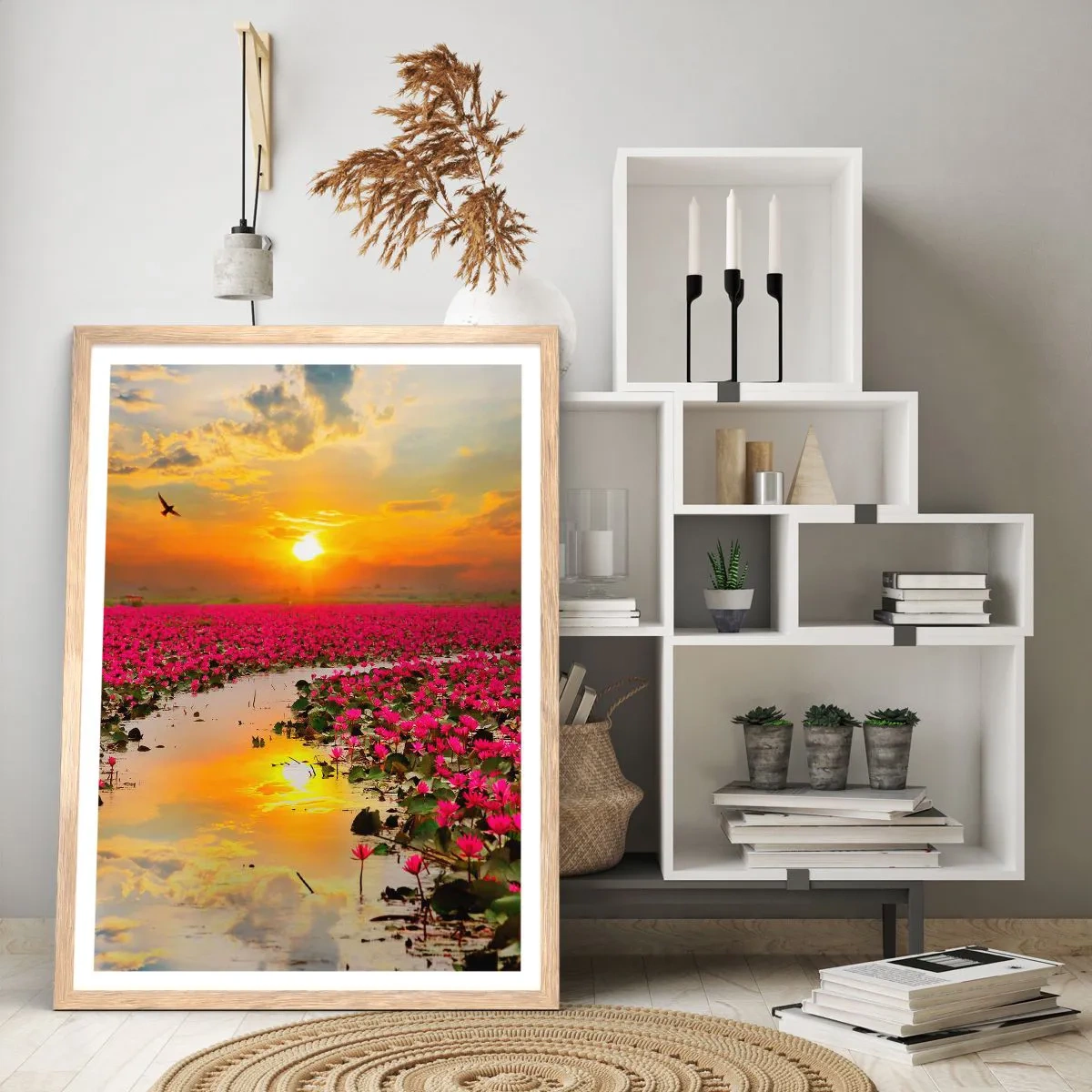 Plakát v rámu světlý dub - Tajemný život jezera - 40x50 cm