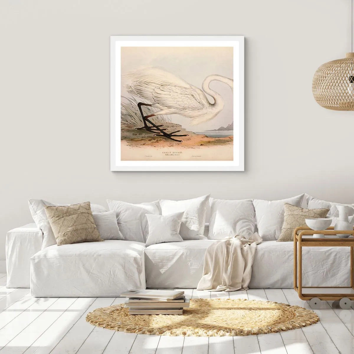 Plakát v bílém rámu - Paní rákosin - 50x50 cm