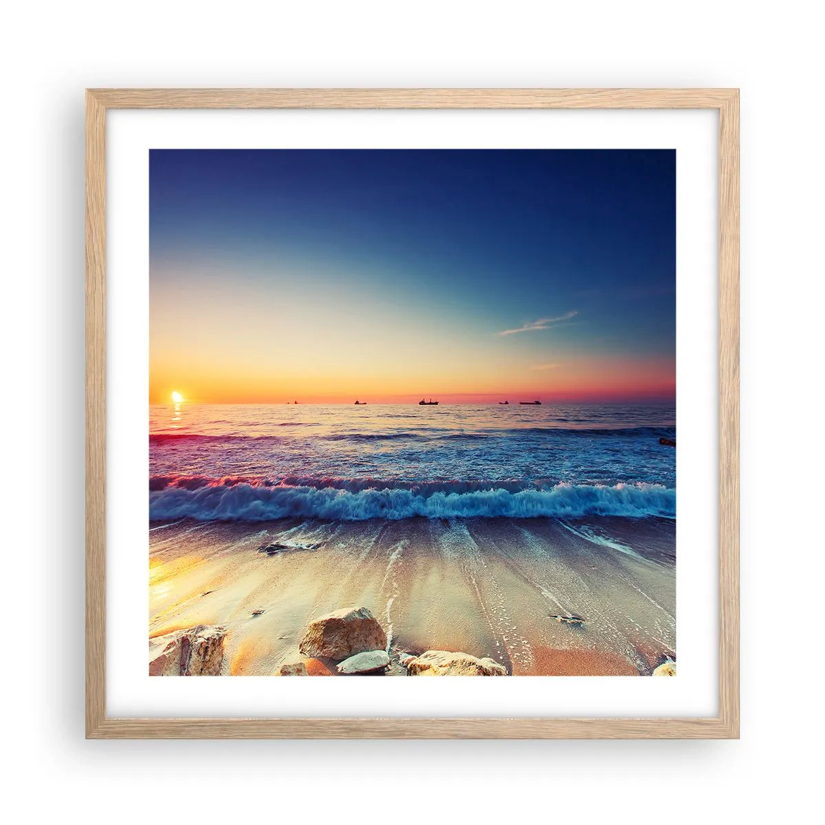 Plakát v rámu světlý dub - Co je za obzorem? - 50x50 cm