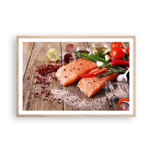 Plakát v rámu světlý dub - Norské dobrodružství v kuchyni - 91x61 cm