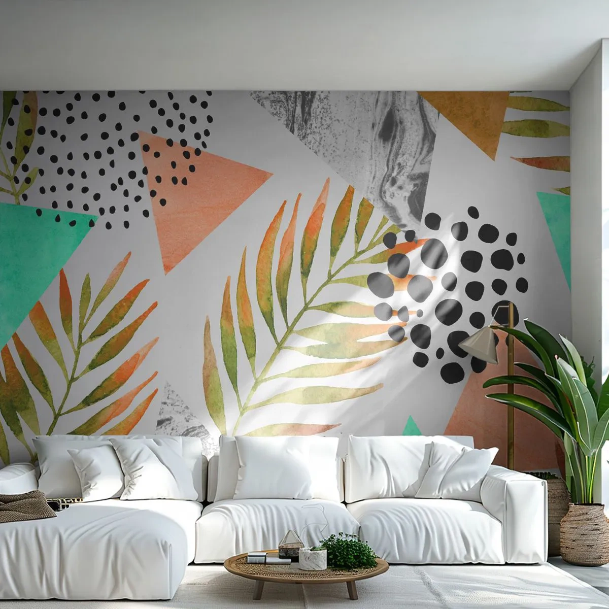 Fototapeta Premium Canvas - Dekorace s palmovým listem - Palmový list, Grafika, Kus - 250x175 cm