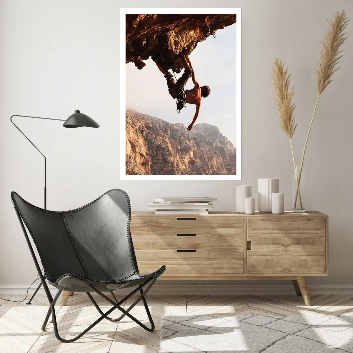 Plakát - Svět smrsknutý v ruce na sesuvu balvanu - 70x100 cm