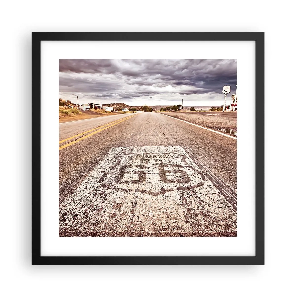 Plakát v černém rámu - Mother Road - americká legenda - 40x40 cm