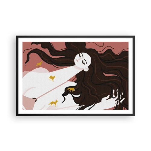 Plakát v černém rámu - Sen o zlatém koni - 91x61 cm