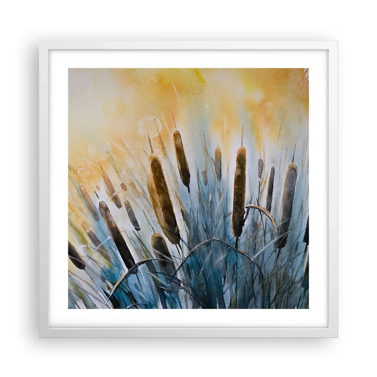 Plakát v bílém rámu - Chlad vody, žár slunce - 50x50 cm