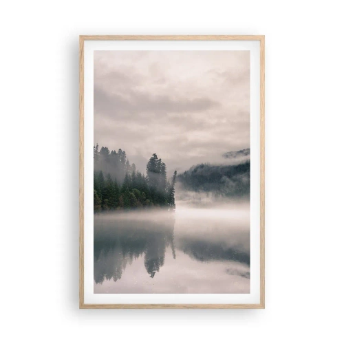 Plakát v rámu světlý dub - V zamyšlení, v mlze - 61x91 cm