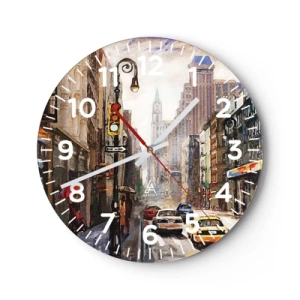Nástěnné hodiny - New York – barevný i v dešti - 30x30 cm