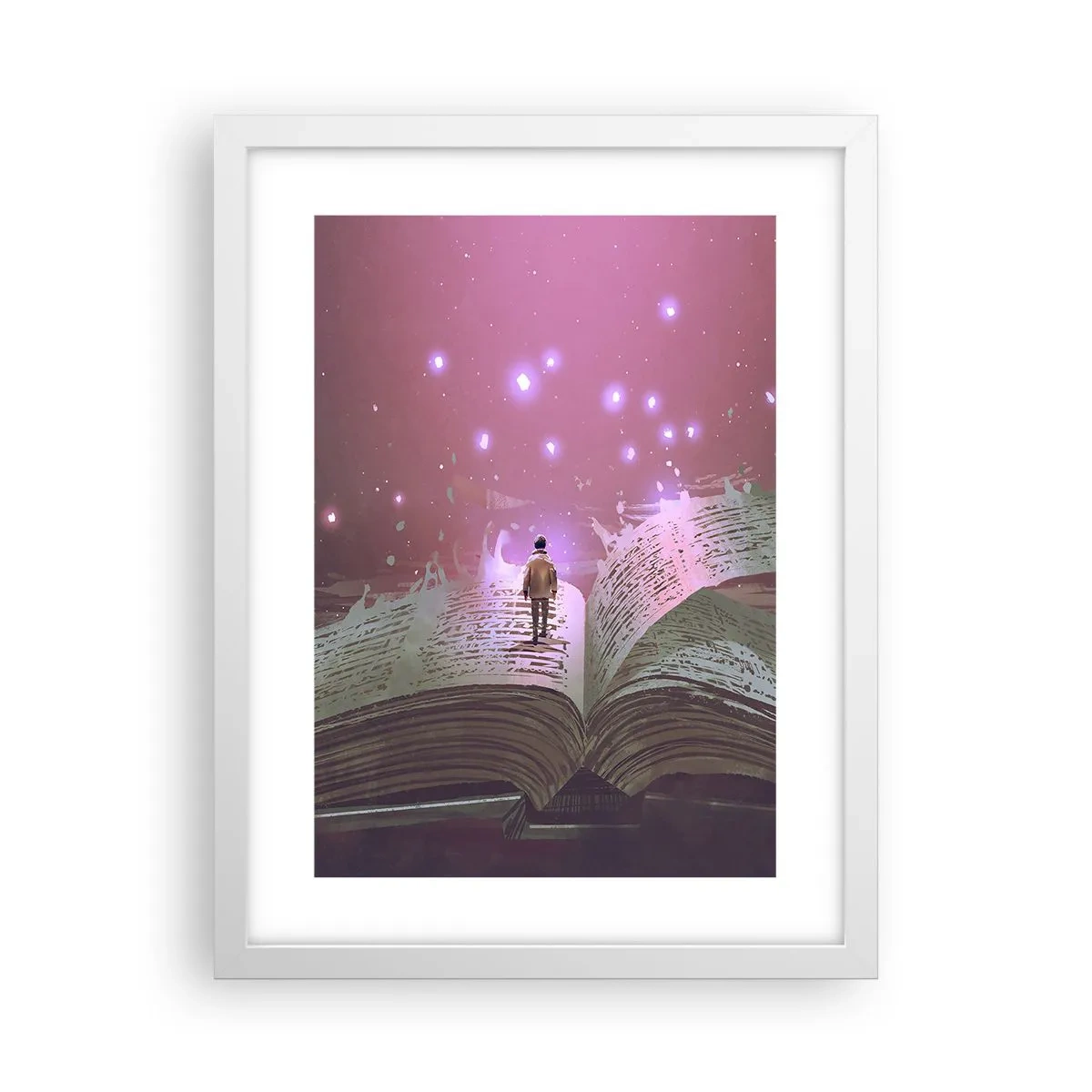 Plakát v bílém rámu - Pozvánka do jiného světa - přečti si to! - 30x40 cm