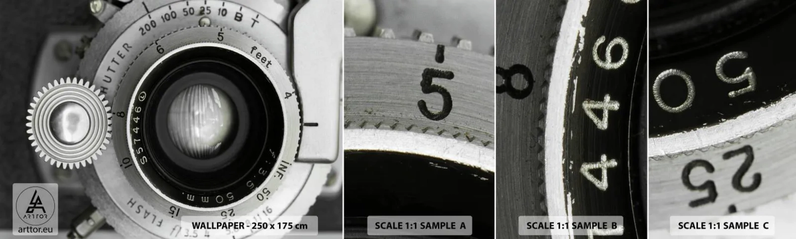 Fototapeta Vzorek Standard Eco - Příběh o Hollywoodu - Fotoaparát, Černý a bílý, Vinobraní - 100x30 cm