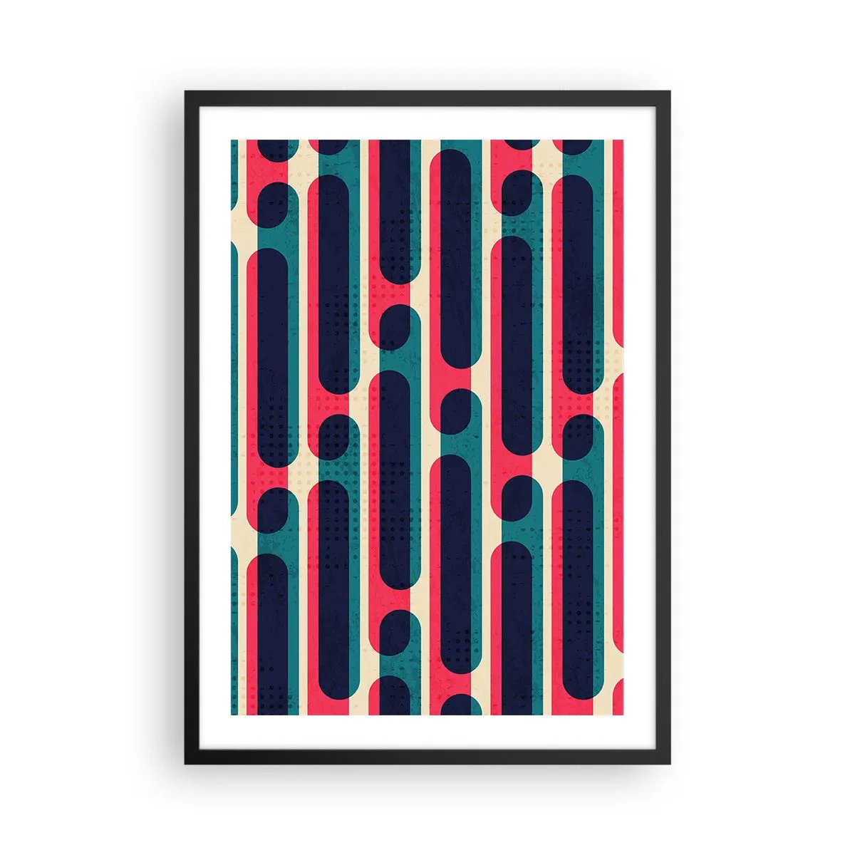 Plakát v černém rámu - Geometrický vzor v odstínech červené a modré - 50x70cm - Dovnitř a dopředu - Moderní nástěnná dekorace do obývacího pokoje a ložnice ARTTOR
