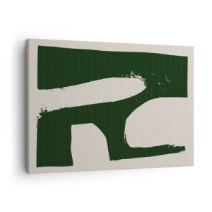 Obraz na plátně - Minimalistický abstrakt v zelené barvě na světlém pozadí - 70x50cm - Zálivy v bílem - Moderní nástěnná dekorace do obývacího pokoje a ložnice ARTTOR