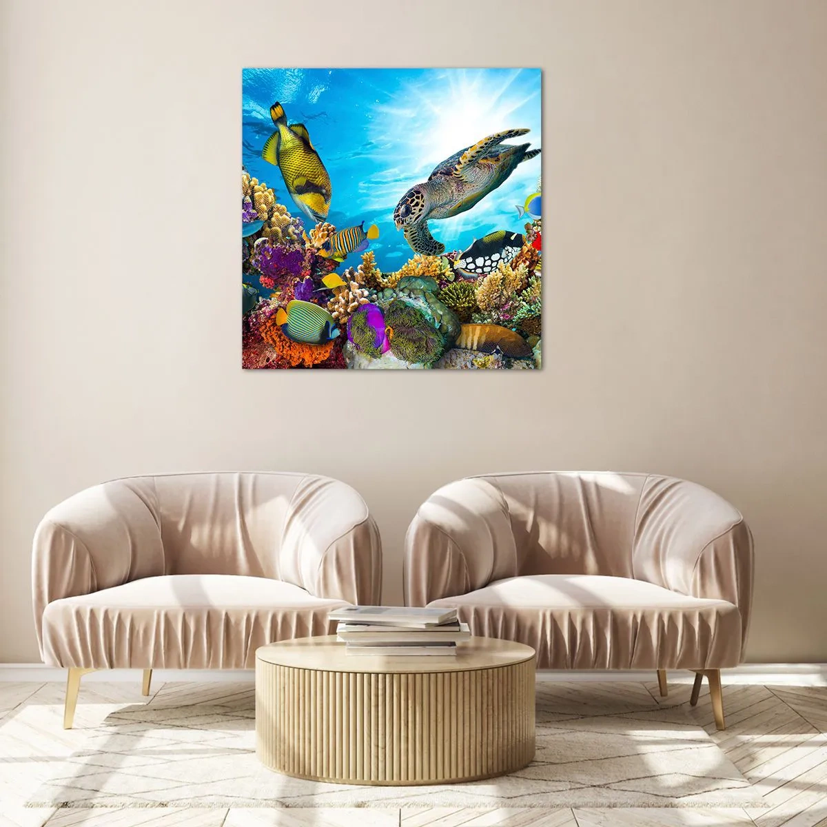 Obraz na skle - Korálová promenáda - 50x50 cm