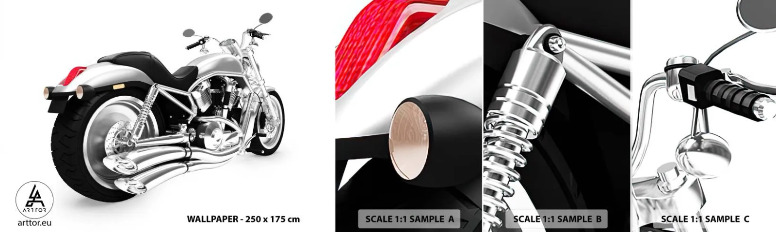 Vzor Fototapety Samolepicí Deluxe Sticker - Sny sběratele - Automobilový průmysl, Motorka, Vrtulník - 100x30 cm