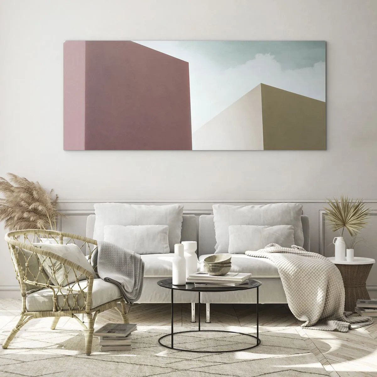 Obraz na skle - Geometrie slunečného léta - 90x30 cm