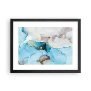 Plakát v černém rámu - Studie o setkání šedé a tyrkysové - 40x30 cm