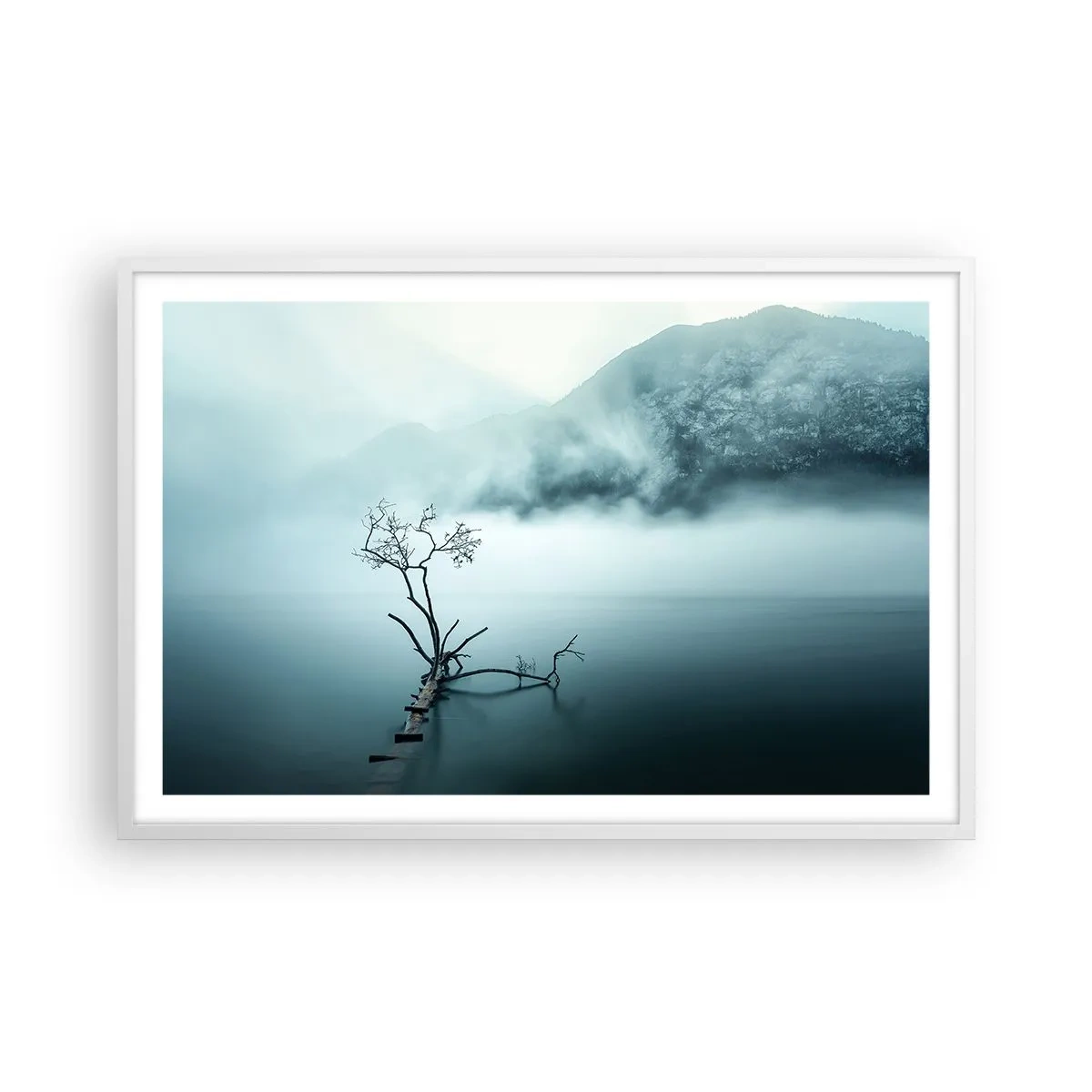 Plakát v bílém rámu - Z vody a mlhy - 91x61 cm