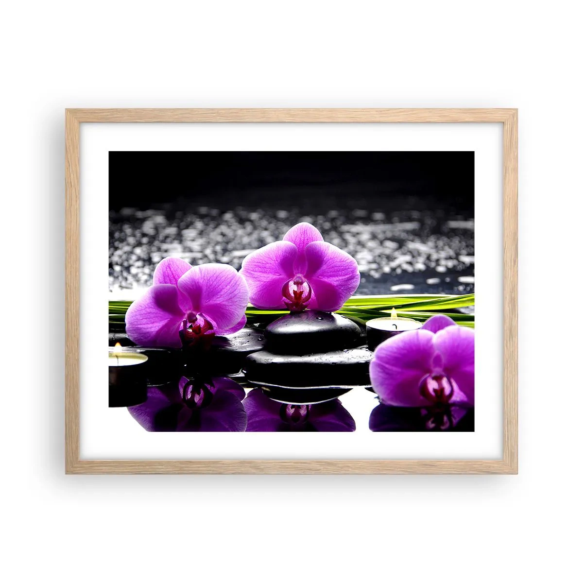 Plakát v rámu světlý dub - Utonout v tichu a klidu - 50x40 cm