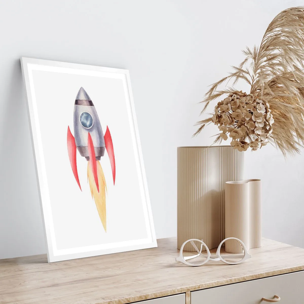 Plakát v bílém rámu - Výš, rychleji, dál - 40x50 cm