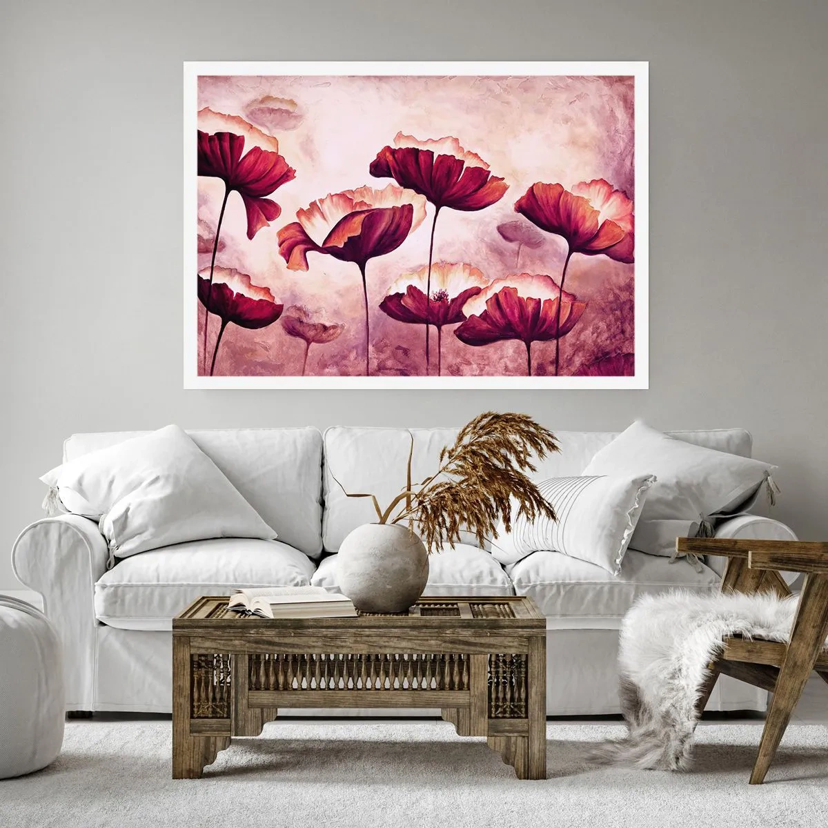 Plakát - Červený a bílý plátek - 100x70 cm