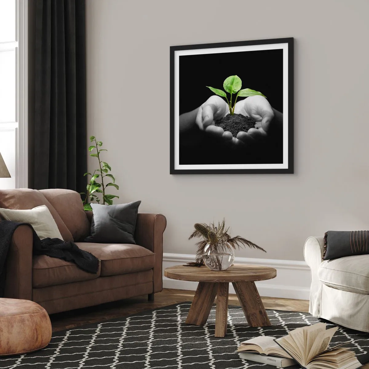 Plakát v černém rámu - Miluji přírodu, chráním ji - 50x50 cm