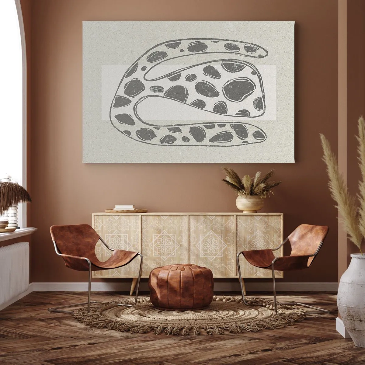 Obraz na plátně - Abstraktní organický vzor v odstínech šedé - 70x50cm - Bizarní bytost - Moderní nástěnná dekorace do obývacího pokoje a ložnice ARTTOR
