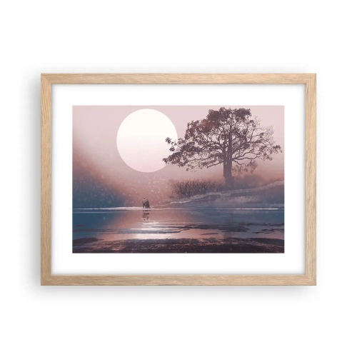 Plakát v rámu světlý dub - Noční zázraky - 40x30 cm