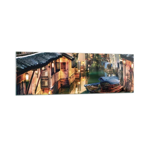 Obraz na skle - Večer na čínské ulici - 160x50 cm