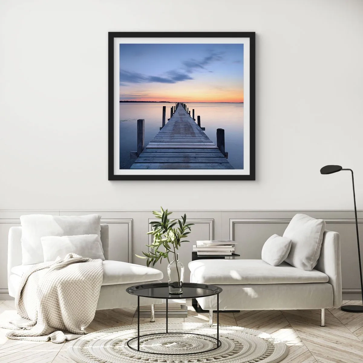 Plakát v černém rámu - Klid příjemného soumraku - 60x60 cm