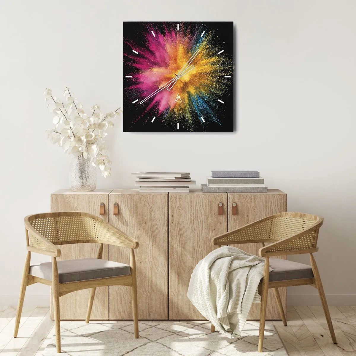 Nástěnné hodiny - Zrození barev  - 30x30 cm