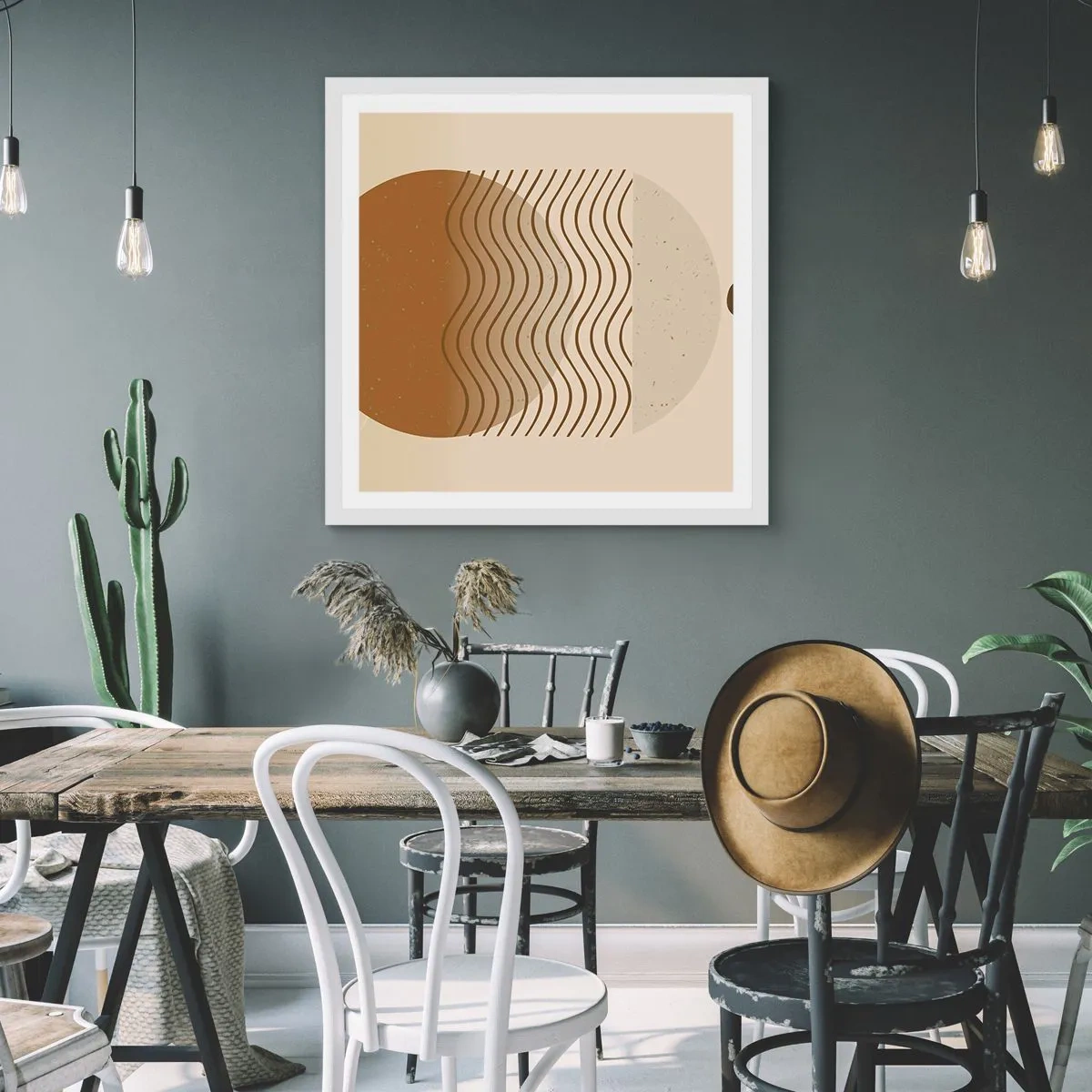 Plakát v bílém rámu - O původu geometrických obrazců - 50x50 cm