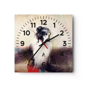 Nástěnné hodiny - Jemné linie, oválné tvary - 30x30 cm