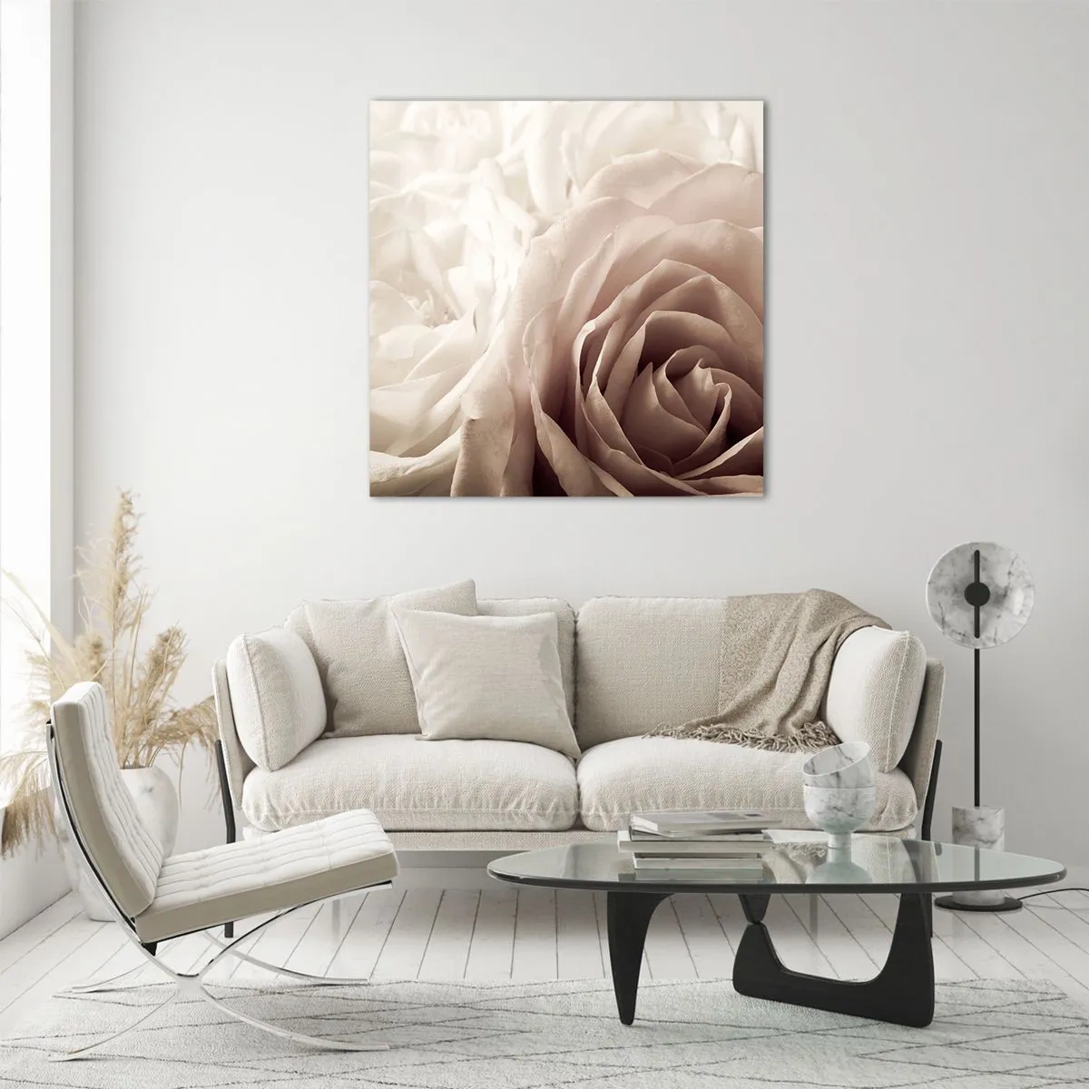 Obraz na skle - V srdci růže - 60x60 cm